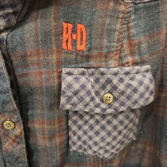 Women's XL Harley Davidson HD Plaid Button Up Long Sleeve Shirt - Picture 7 of 9
